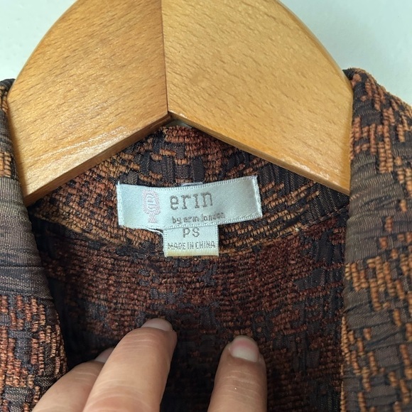 VTG Y2K ERIN LONDON BROWN BUTTON DOWN OPEN CARDIGAN JACKET SIZE S P Grunge - Picture 5 of 10